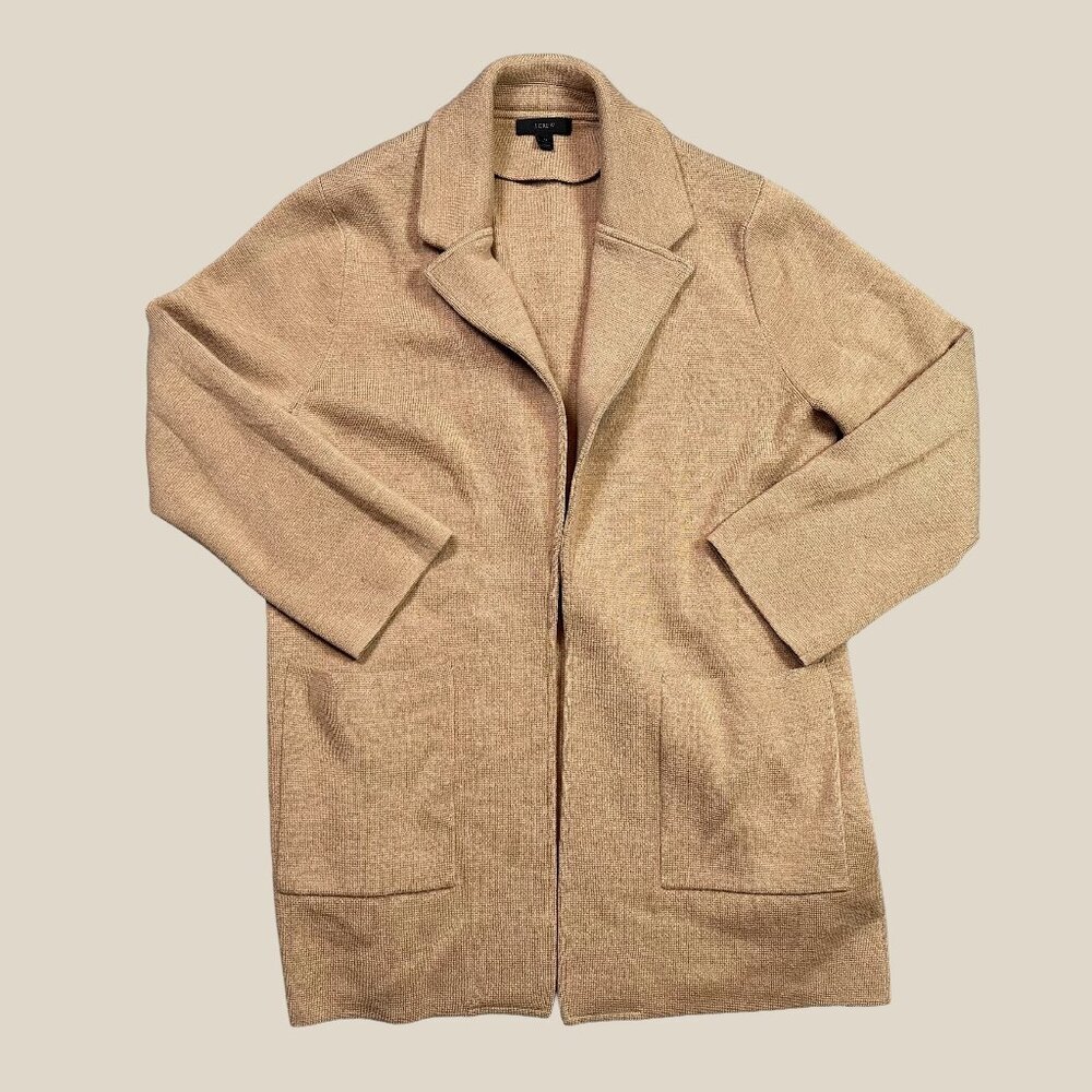 J. Crew 100% Merino Wool Eloise Sweater Blazer Tan Neutral Women's Medium